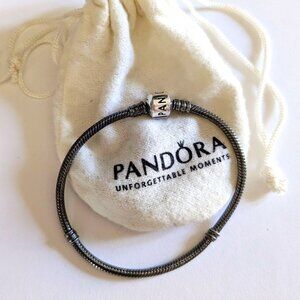 Pandora Vintage Snake Chain Charcoal Silver Bracelet
